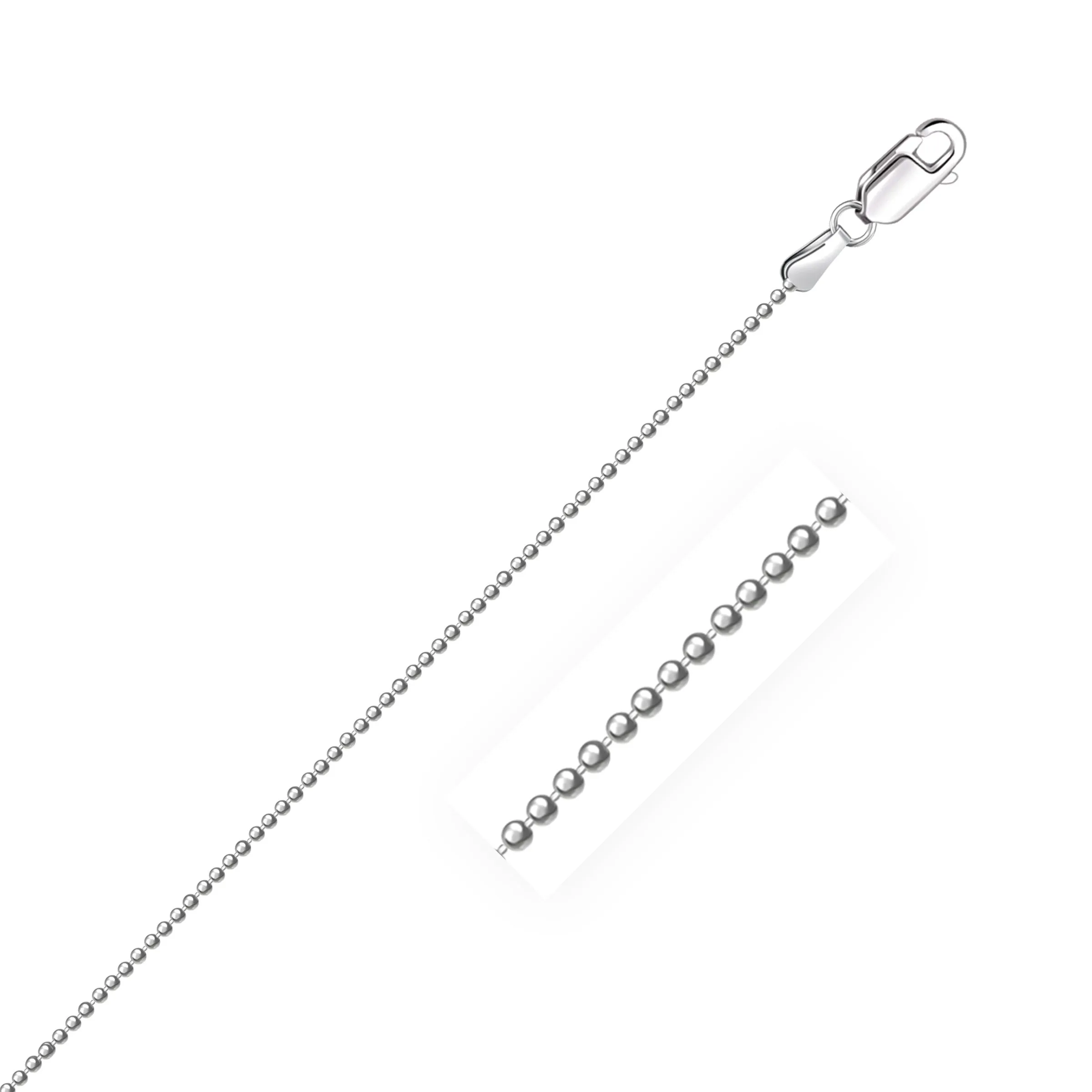 14k White Gold Diamond-Cut Bead Chain 1.2mm-rx27427-20