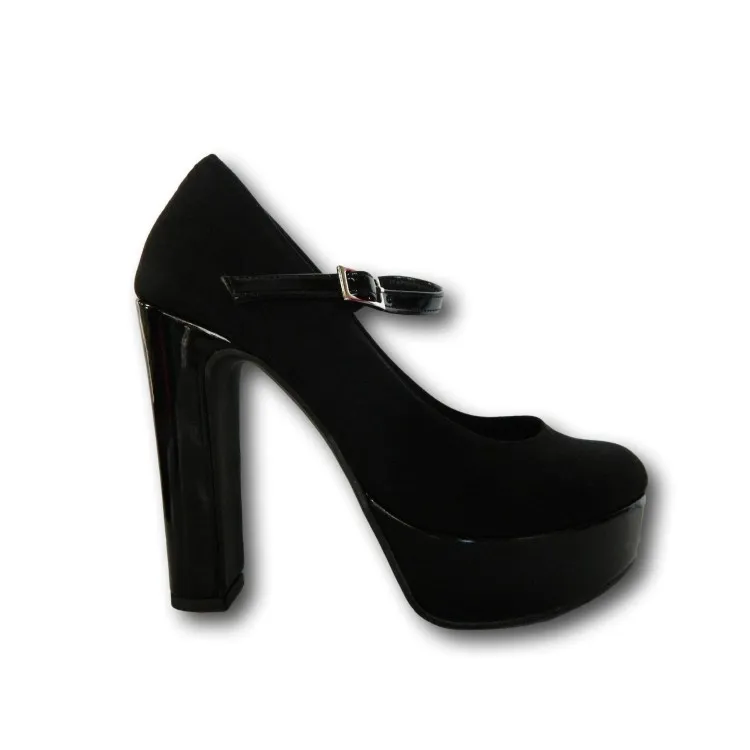 Anno Zero 017 Scarpe Donna Decollete in Camoscio con Cinturino Tacco Alto Nero