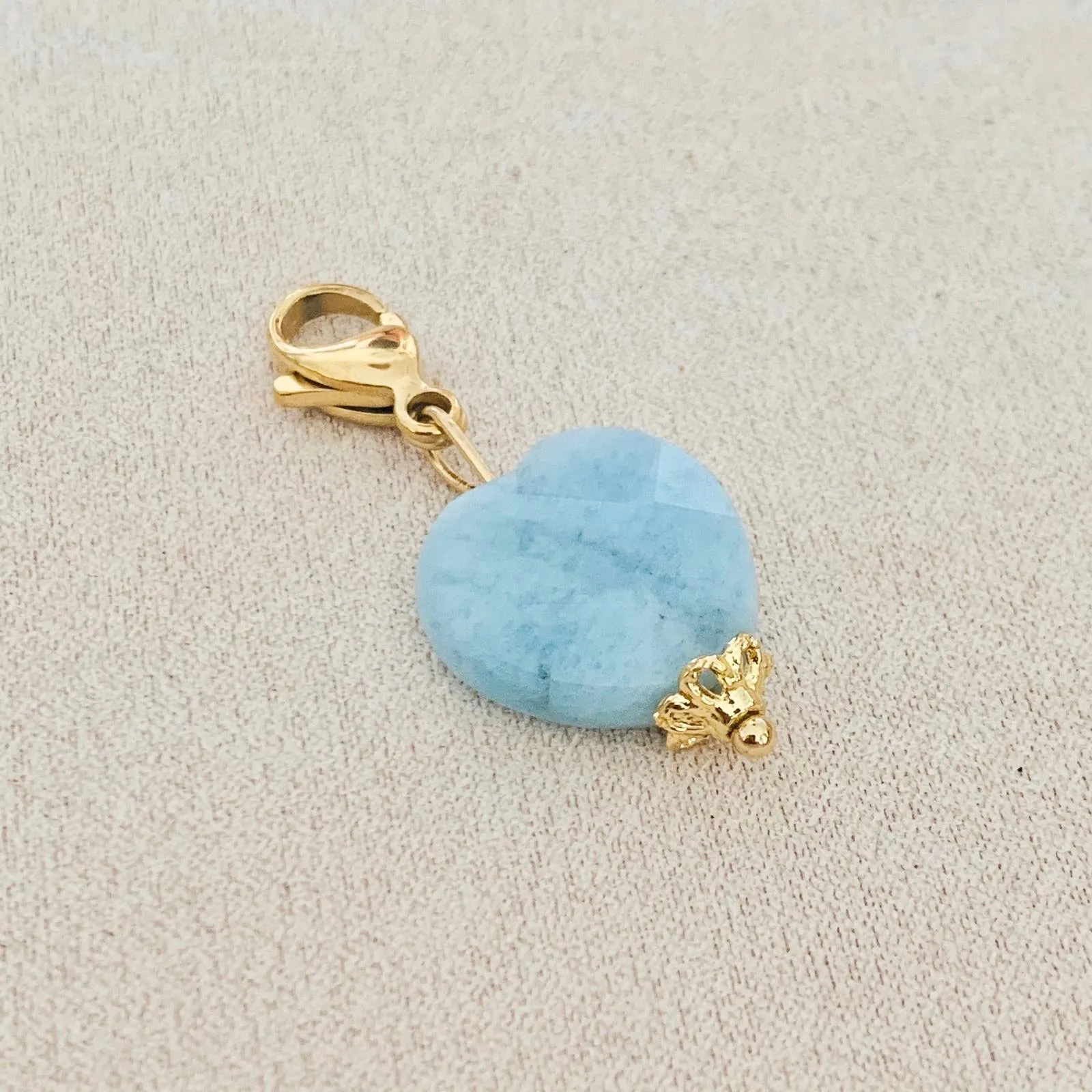 Aquamarine Heart Charm