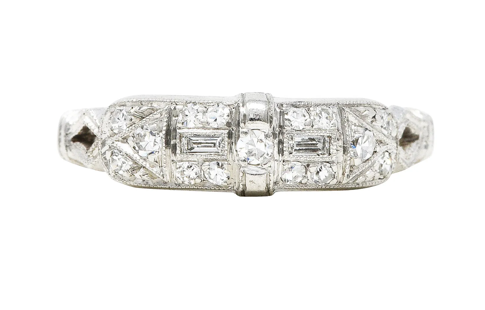 Art Deco 0.25 CTW Diamond Platinum Geometric Band Ring