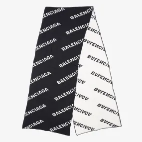 Balenciaga Womens Logo Scarf Black / White