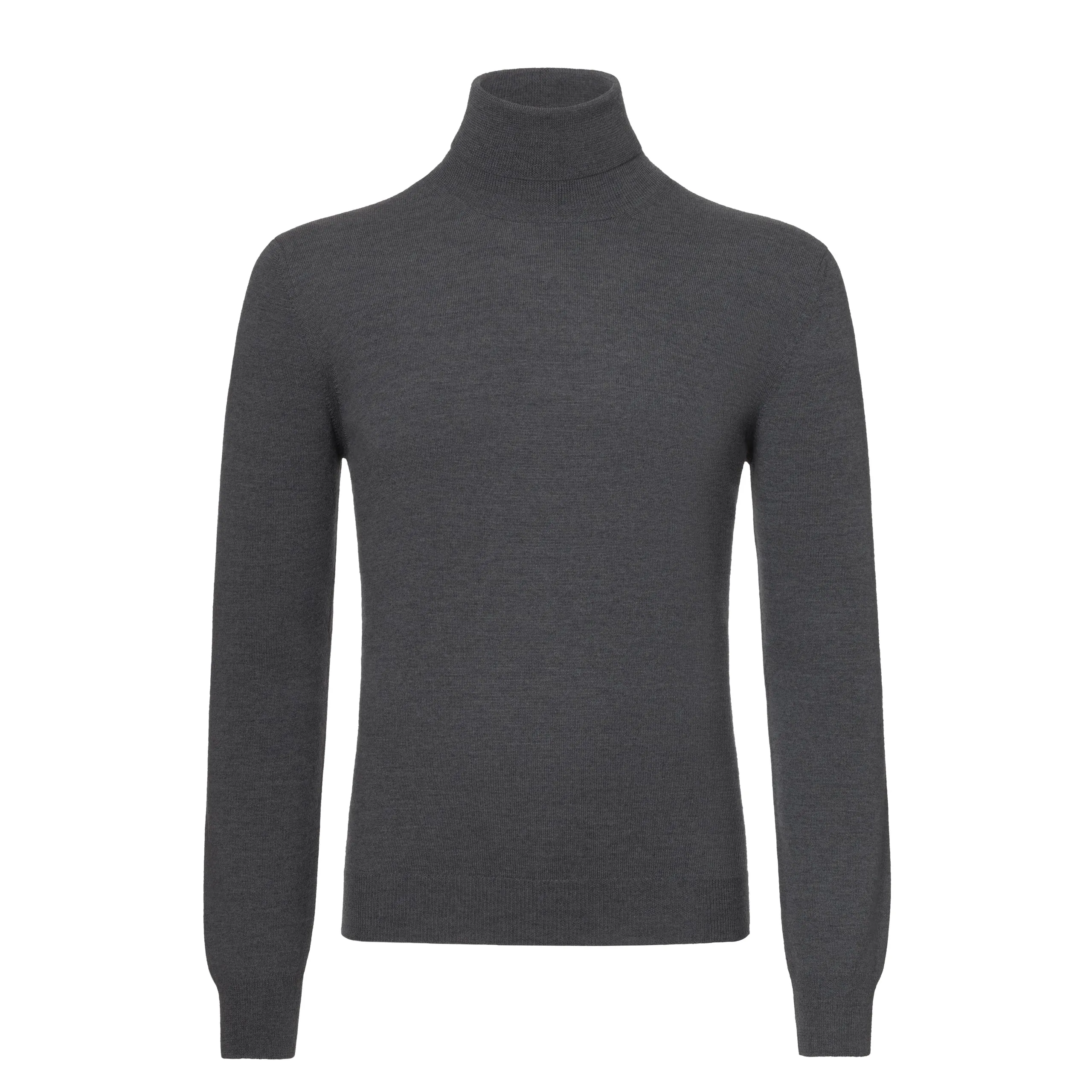  Barba Napoli Virgin Wool Turtleneck Sweater in Grey Melange
