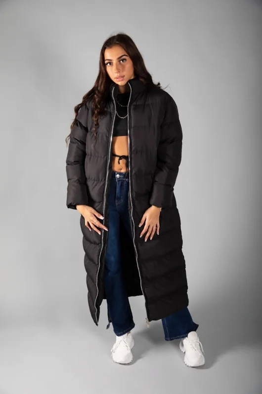 Black Maxi Longline Puffer Coat