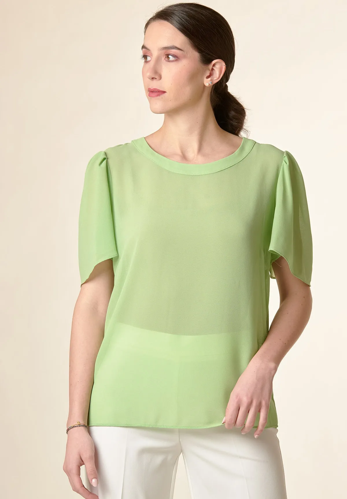 Blusa verde manica aletta