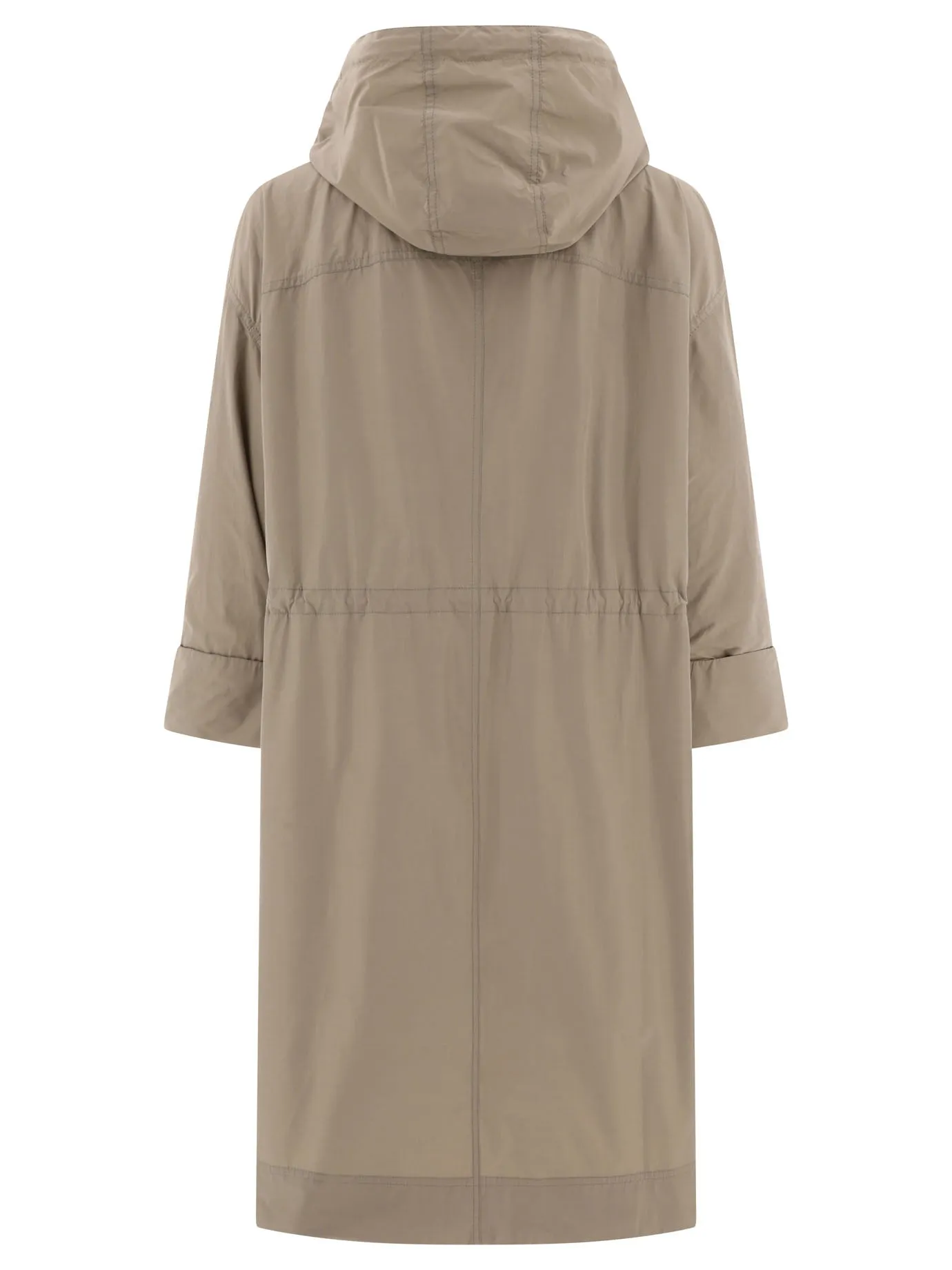 Brunello Cucinelli    Brunello Cucinelli Water Resistant Taffeta Hooded Outerwear Jacket With Monili