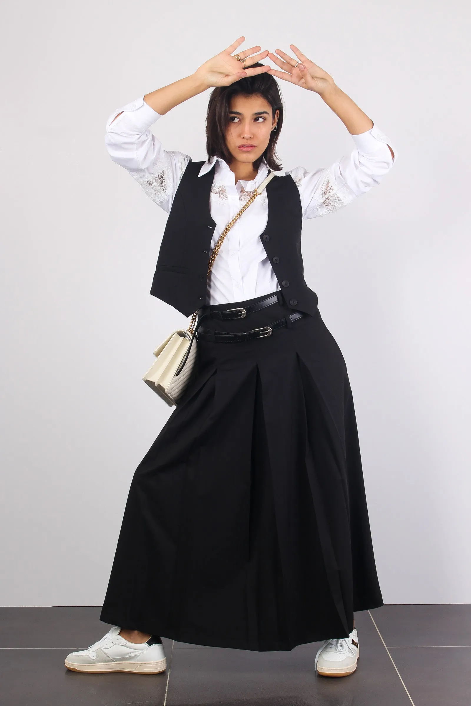 Camicia Inserti Pizzo Bianco