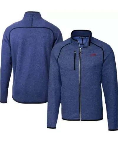 Cutter & Buck Men's NCAA Heather SMU Mustangs Vault Mainsail Sweater-Knit Full-Zip Jacket