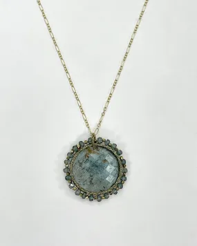 Danielle Welmond Caged Moss Aqua Quartz Necklace