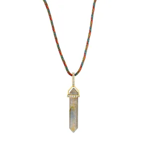 Diamond Prism Pendant - Labradorite / 14k Yellow Gold