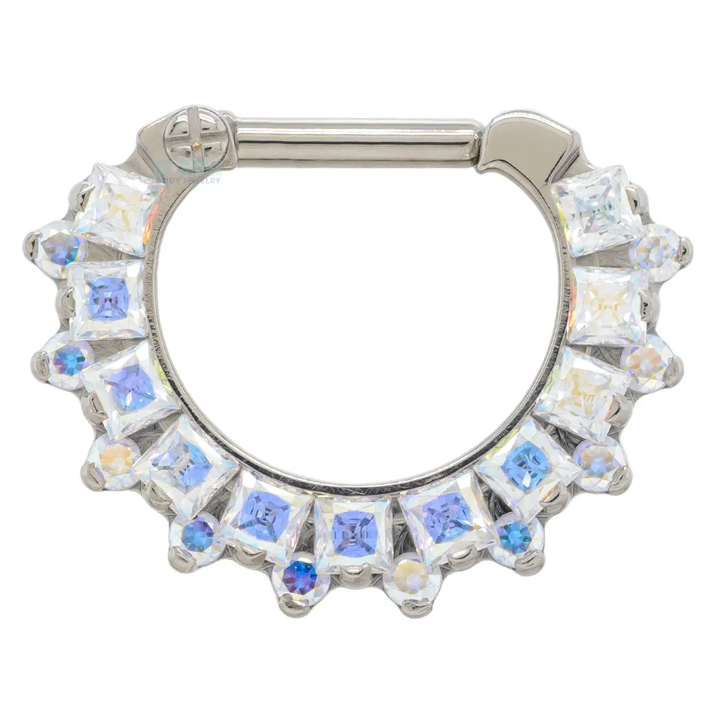 Dione Clicker #36 with Princess-Cut & Round Faceted Gems - 16 ga. 1/4 post
