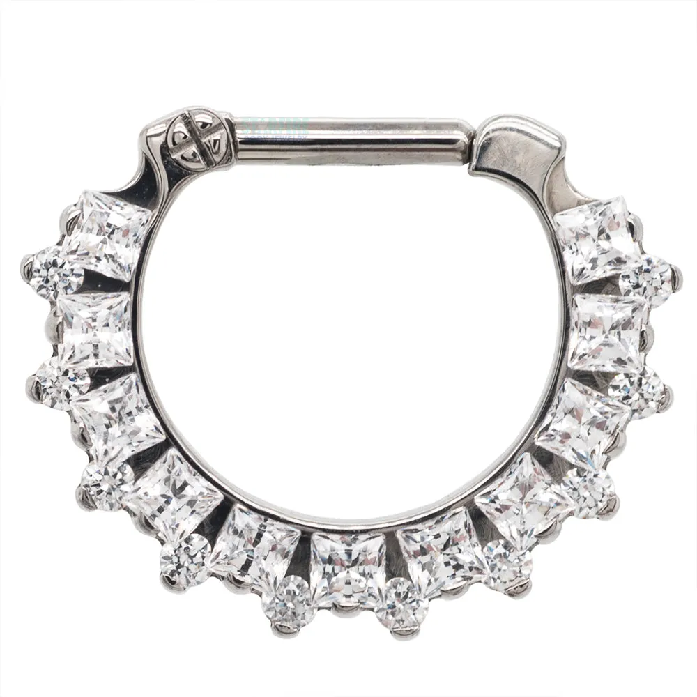 Dione Clicker #36 with Princess-Cut & Round Faceted Gems - 16 ga. 1/4 post
