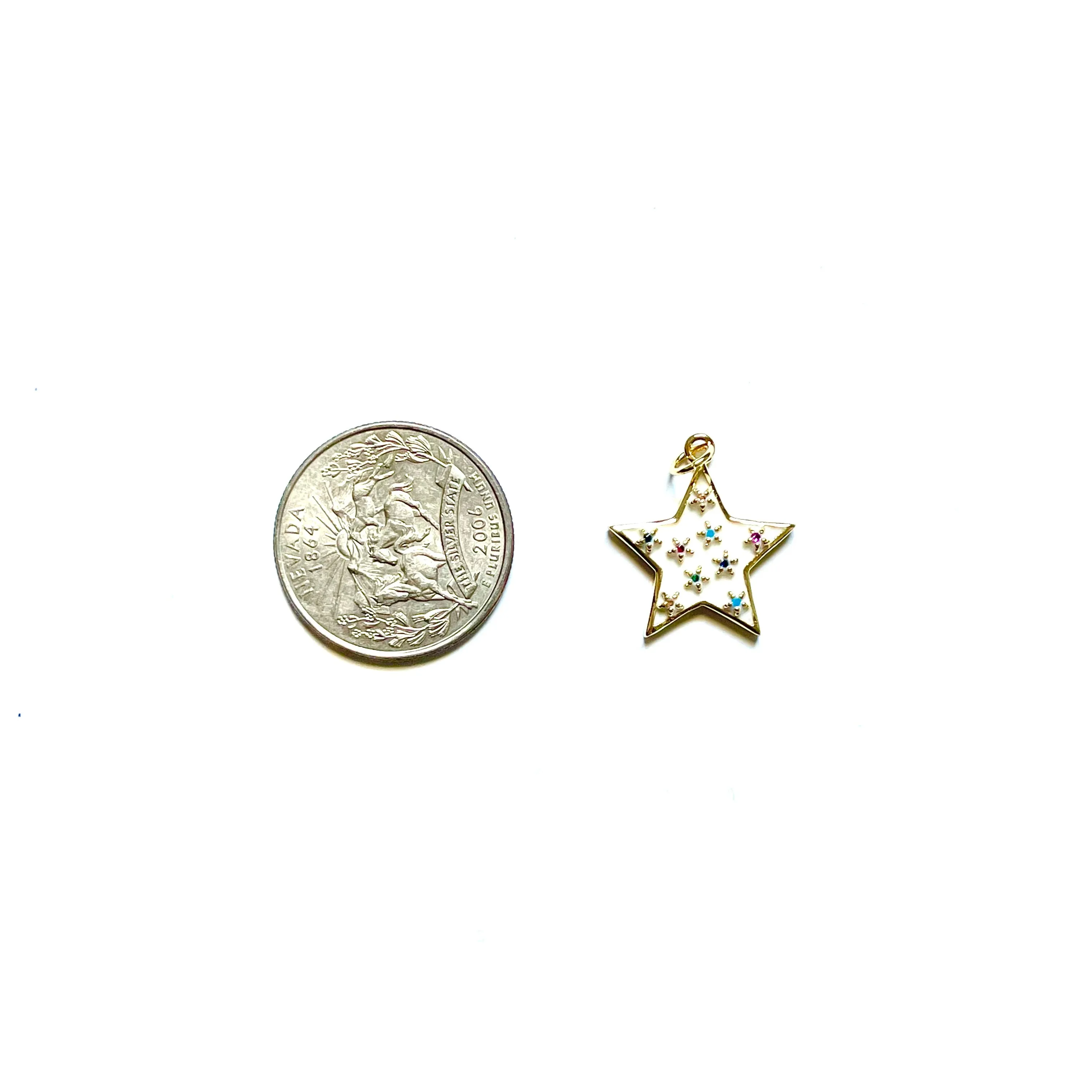 Enamel and Rainbow Pave Star Charm