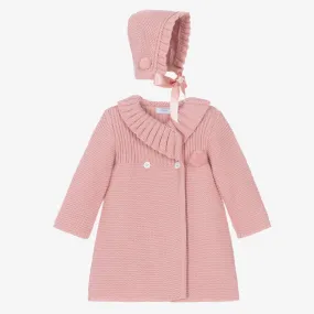 Girls Pink Knitted Coat Set