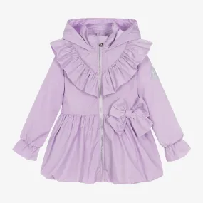 Girls Purple Bow Hooded Coat