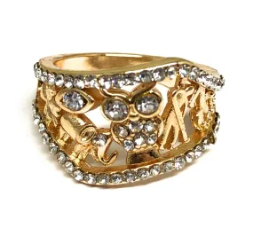 Gold Plated Lucky Charm Symbols Ring Anillo de Suerte