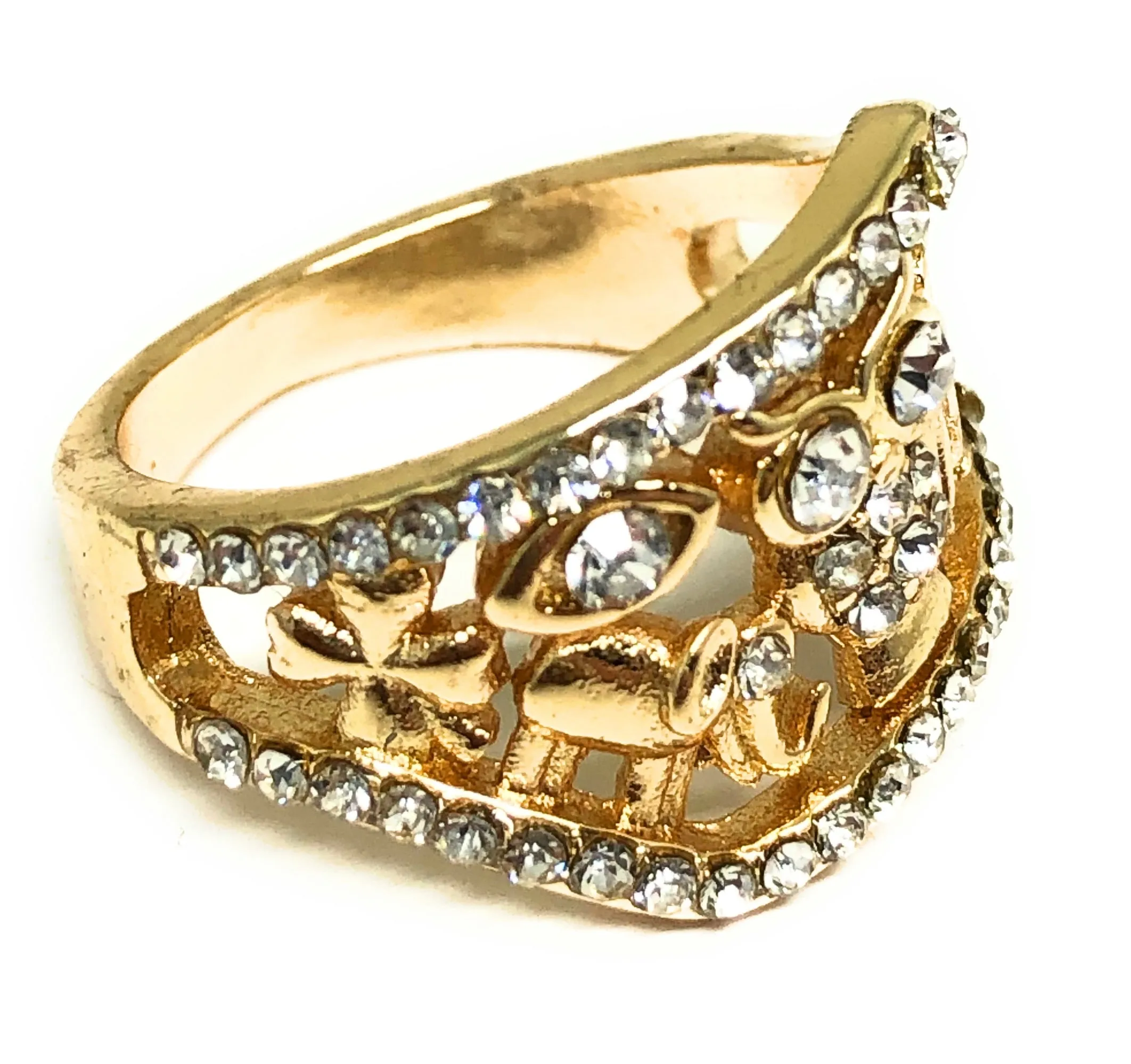 Gold Plated Lucky Charm Symbols Ring Anillo de Suerte