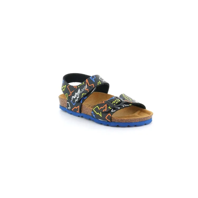 Grunland LUCE SB2007 Sandali Bambino Doppia Fascia Fulmini Blu