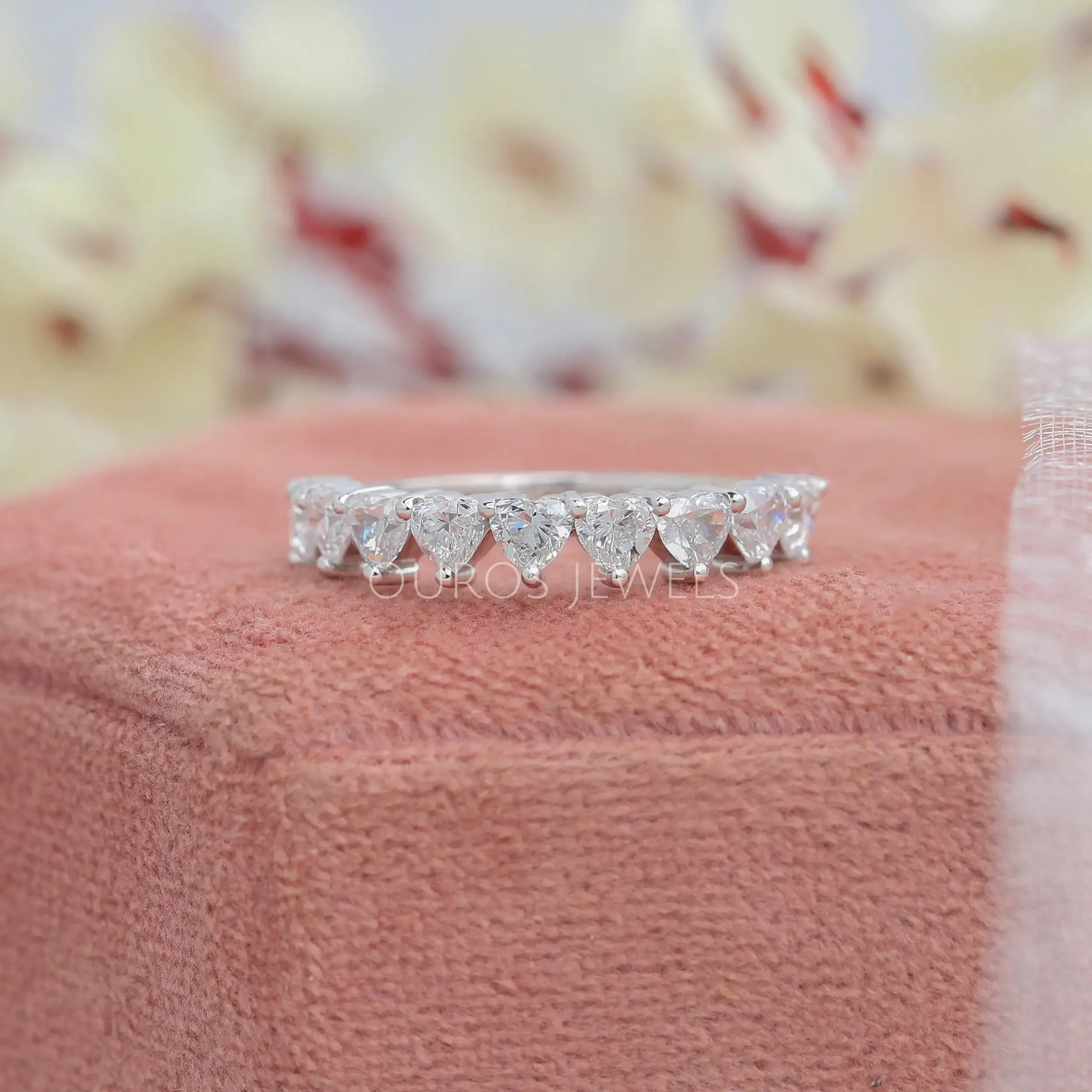 Heart Cut Lab Grown Diamond Wedding Band