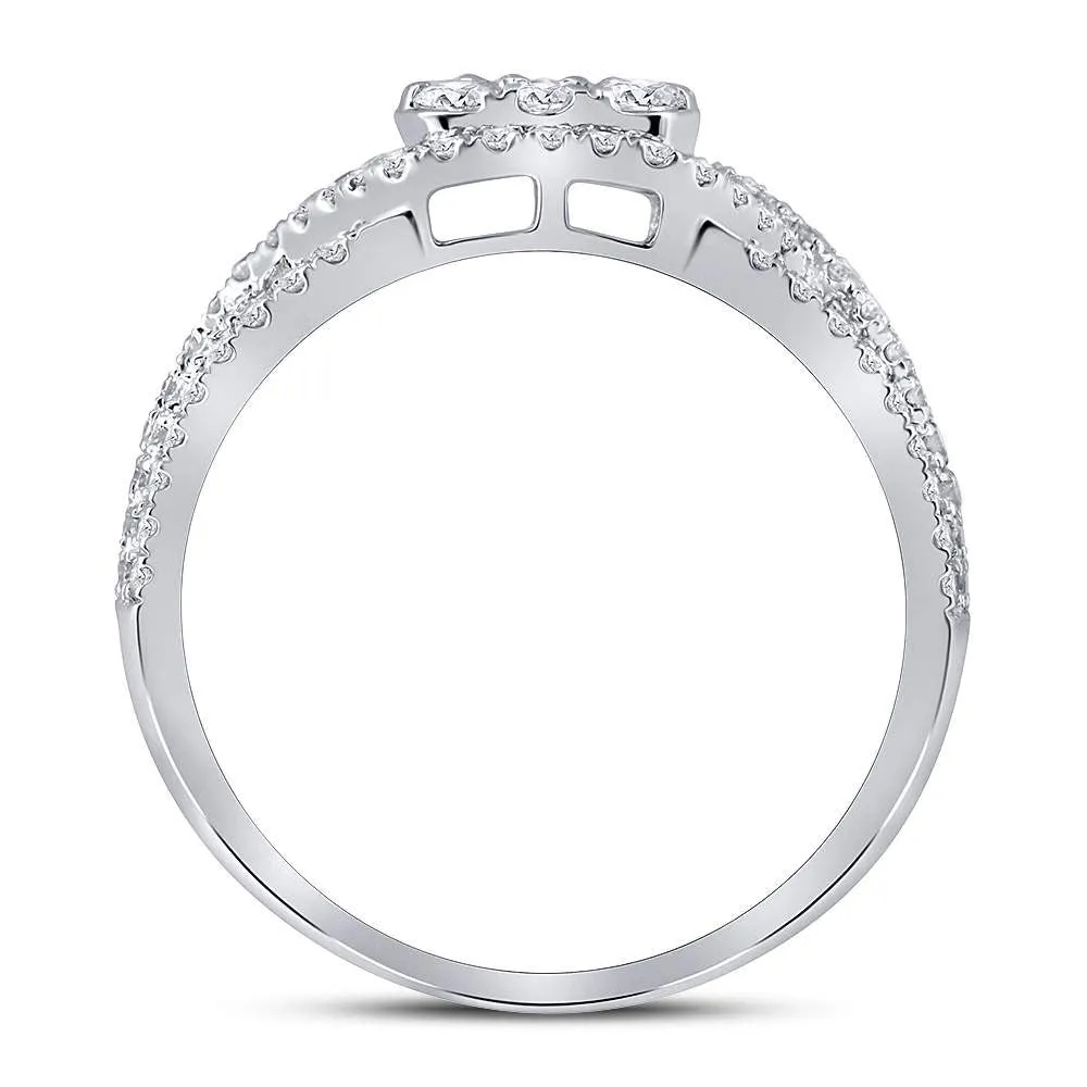 Keene Jewelers 14kt White Gold Round Diamond Cluster Bridal Wedding Engagement Ring 1 Cttw
