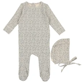 Lilette Bluebell Signature Floral Stretchie and Bonnet