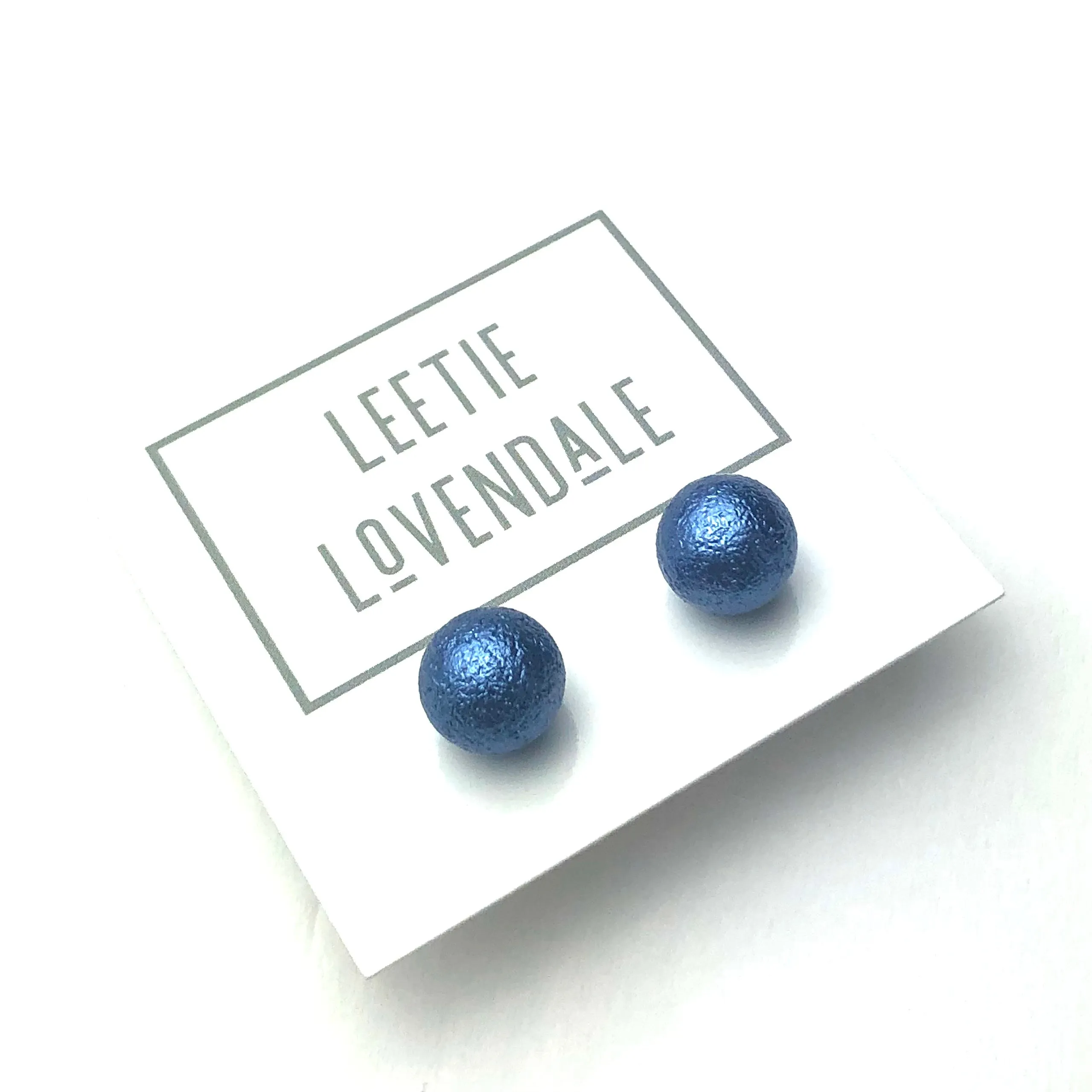 Midnight Blue Pitted Lucite Large Ball Stud Earrings