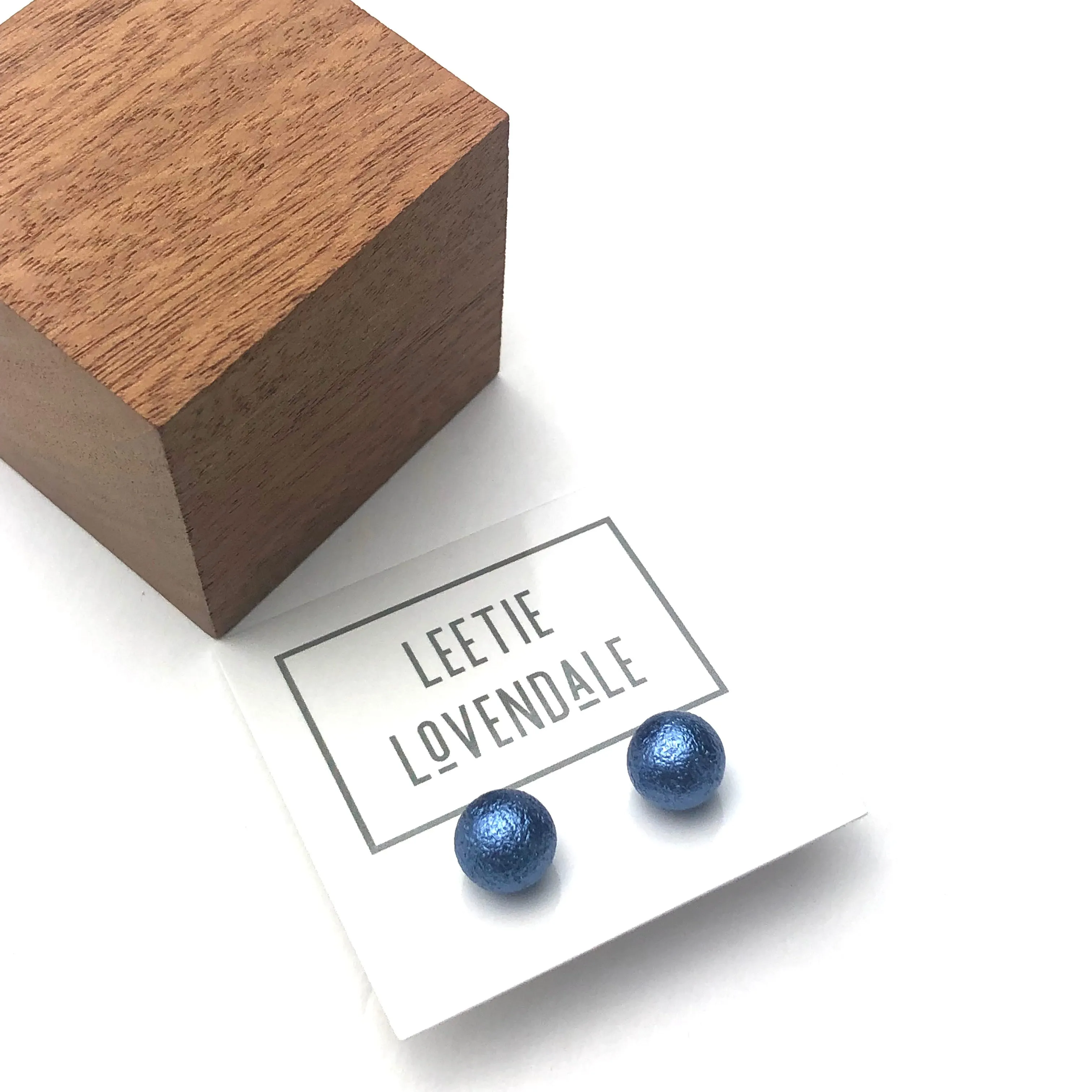 Midnight Blue Pitted Lucite Large Ball Stud Earrings
