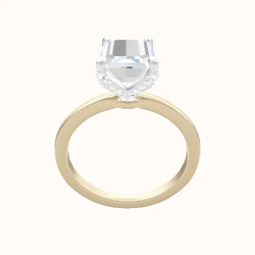 Open Solitaire Engagement Ring With Pave Petal Four Prong Head