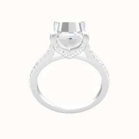 Pave Cathedral Engagement Ring With Pave V Prong Head