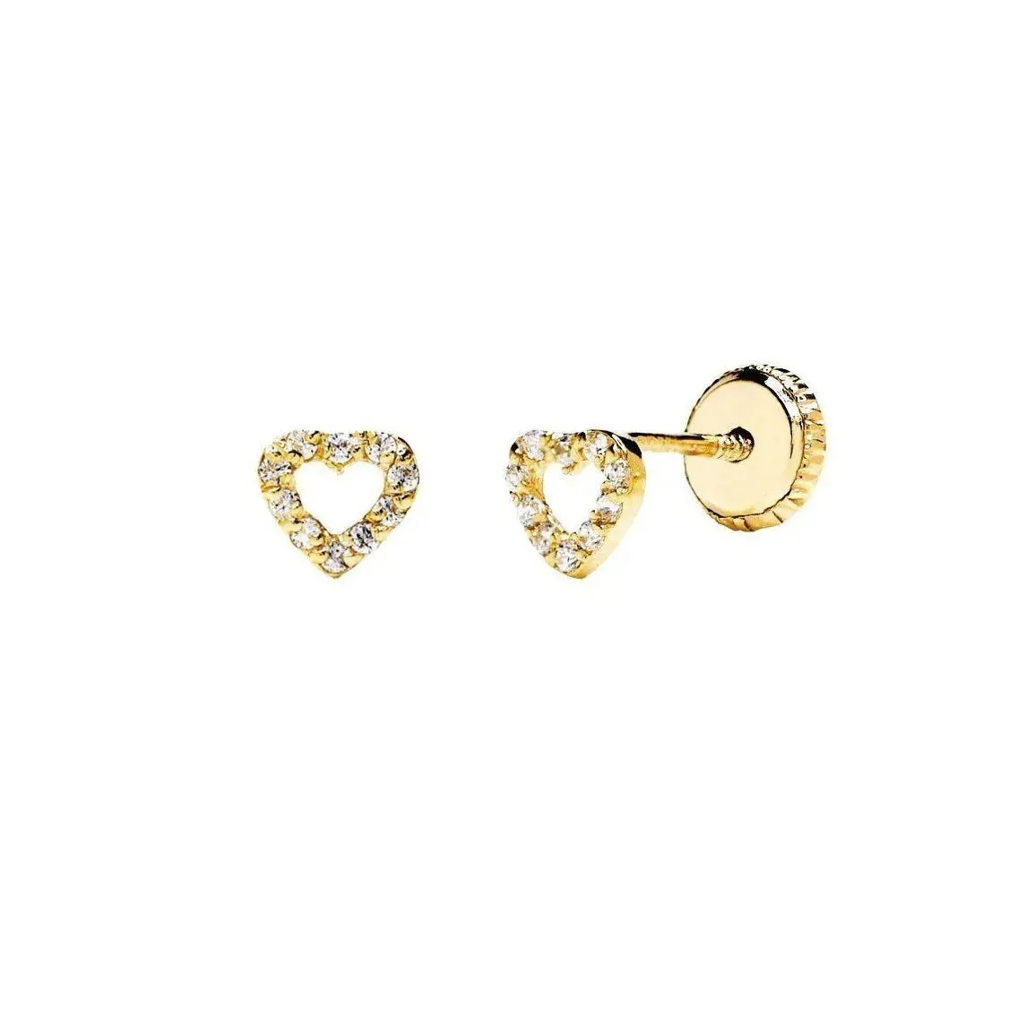 Pendientes Bebés Corazón Circonitas Calado Oro 9k