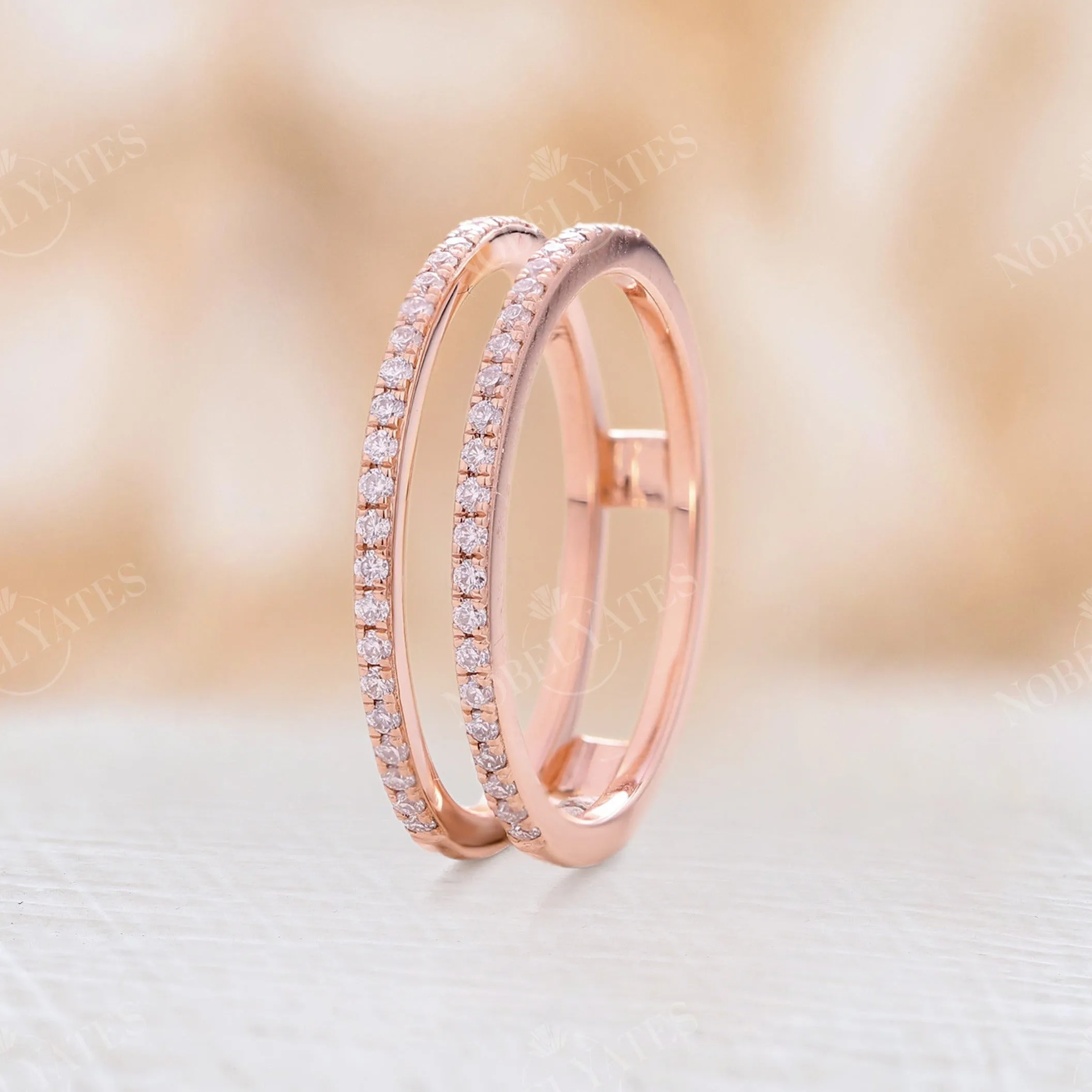 Ring Enhancer Moissanite Pave Wedding Band Rose Gold