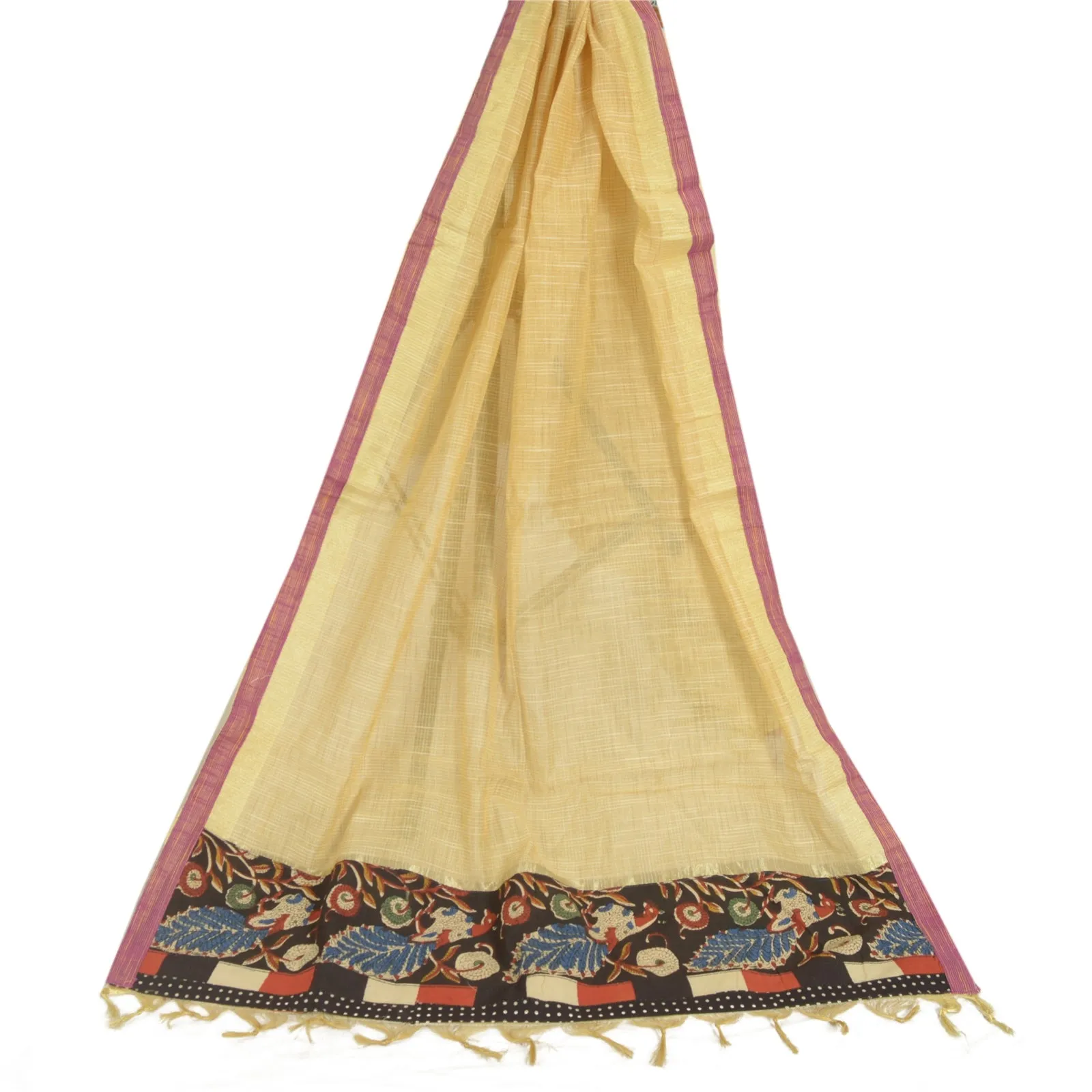 Sanskriti Vintage Dupatta Long Stole Pure Cotton Golden Woven Kota Doria Scarves