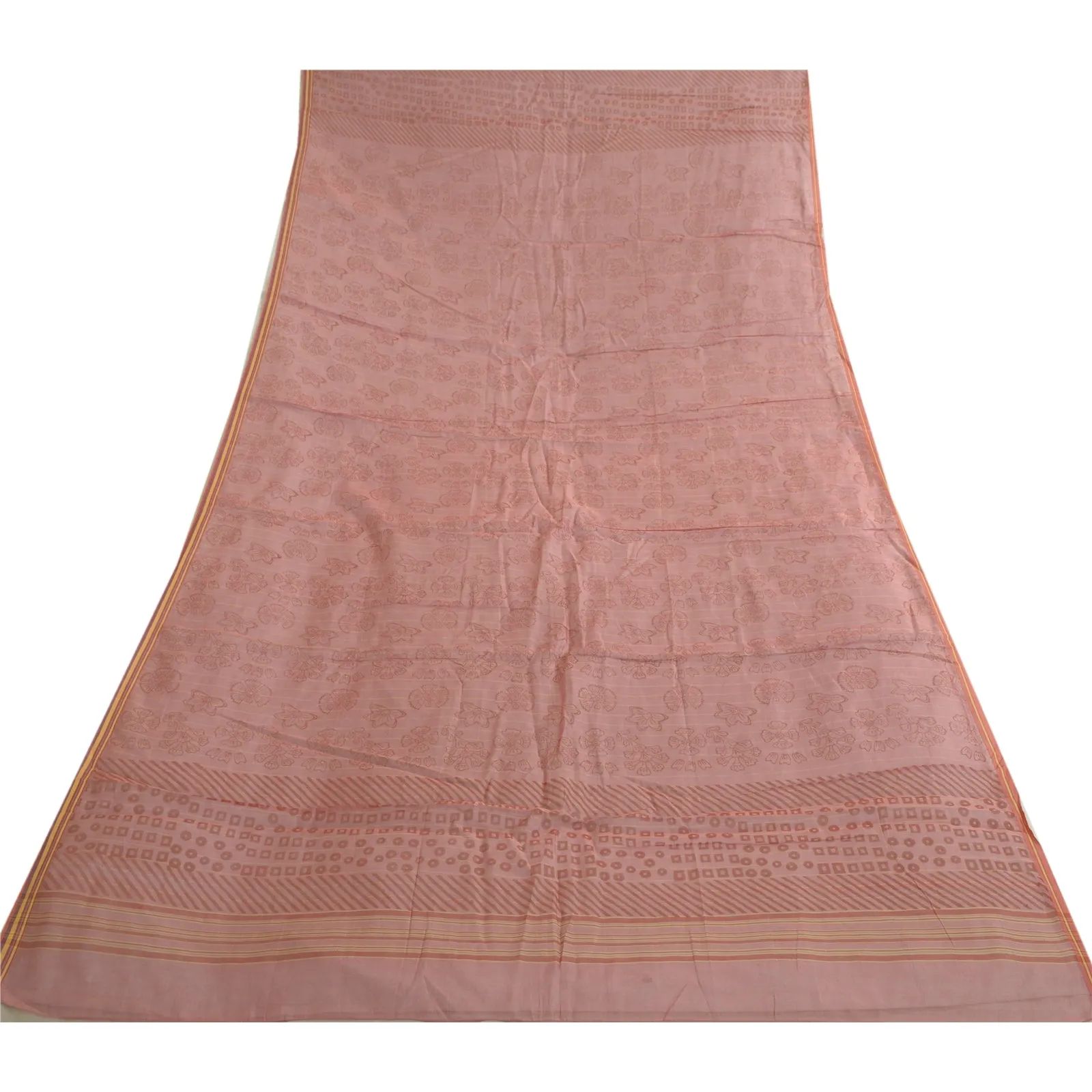 Sanskriti Vintage Long Dupatta Stole Cotton Silk Pink Hand-Block Printed Scarves