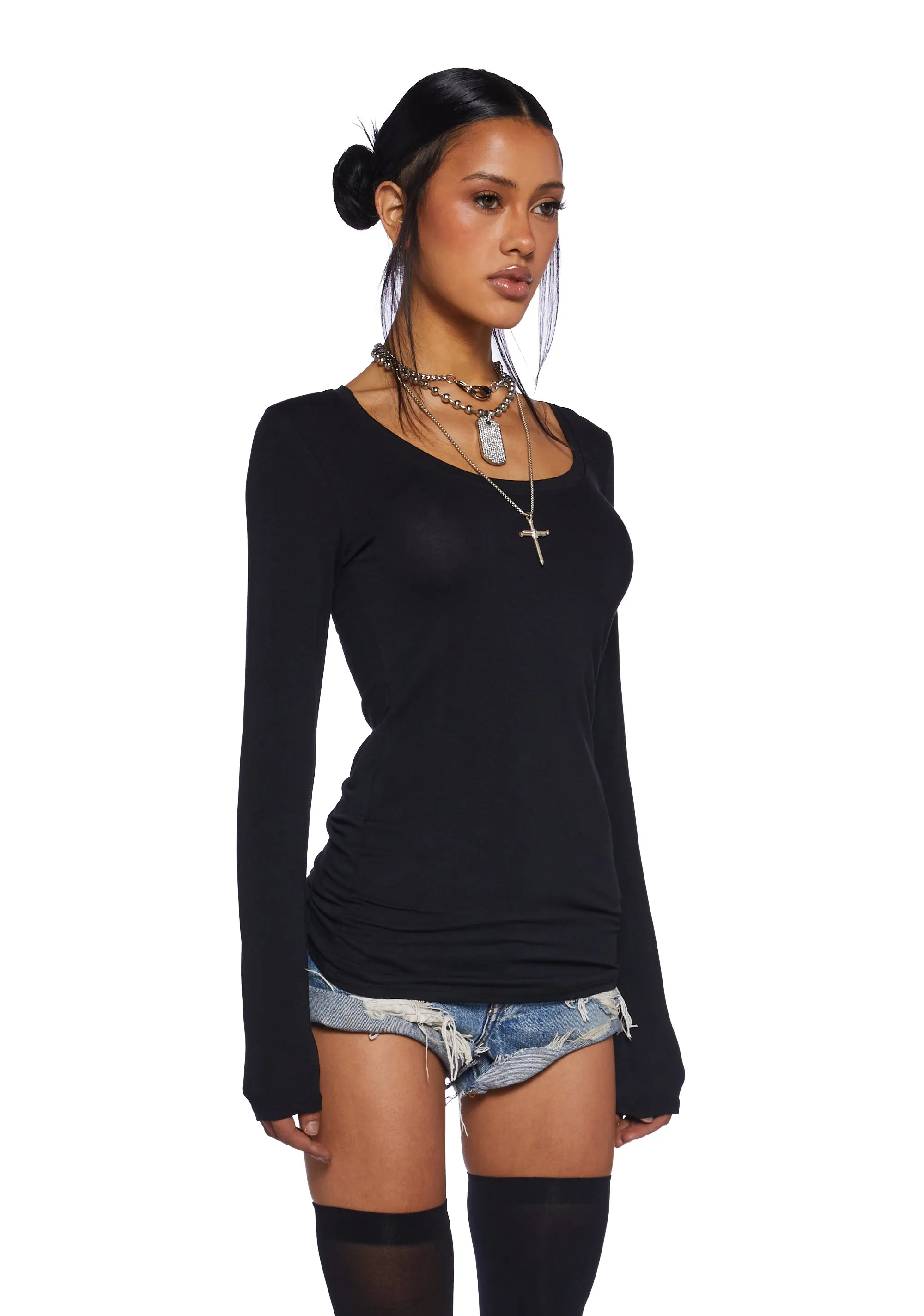 Shaggy Black Faux Fur Coat
