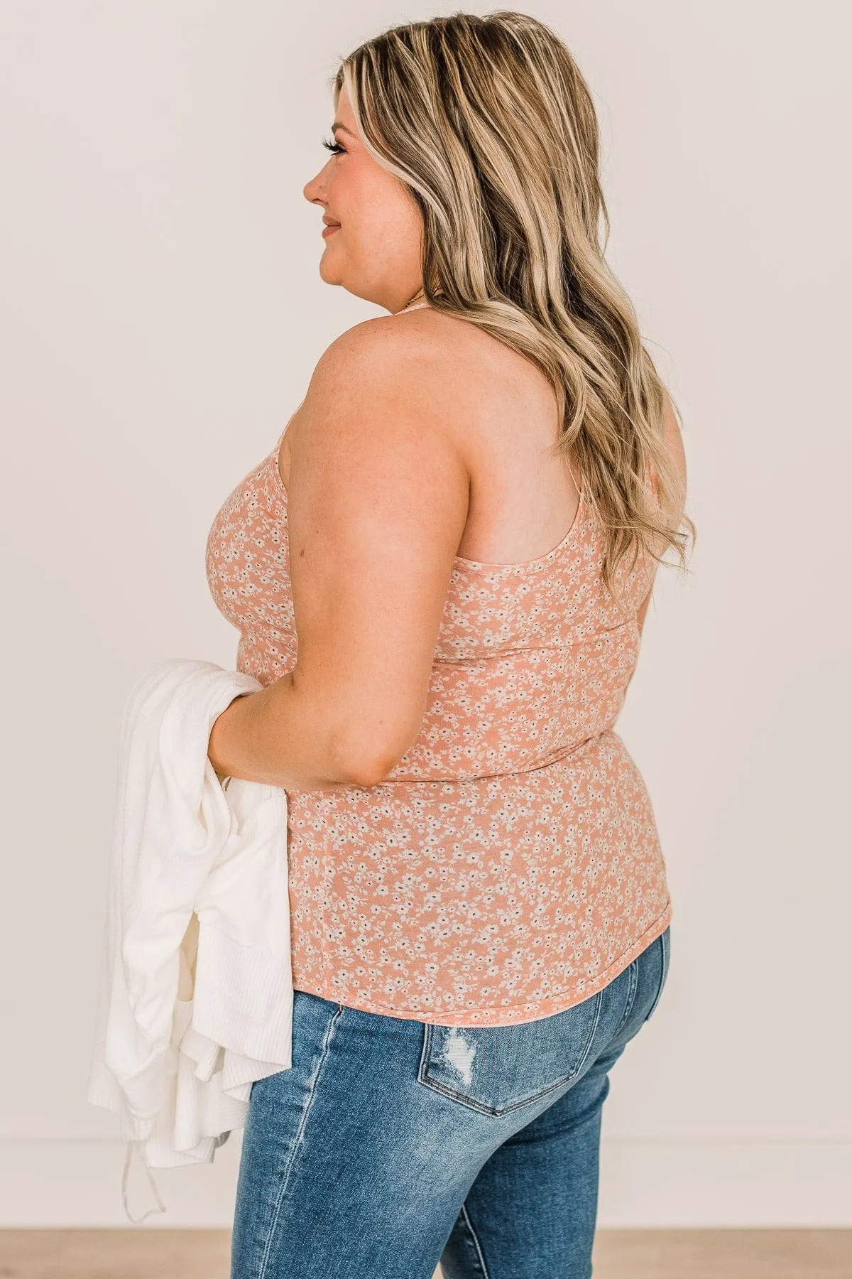 So Into You Floral Tank- Peach