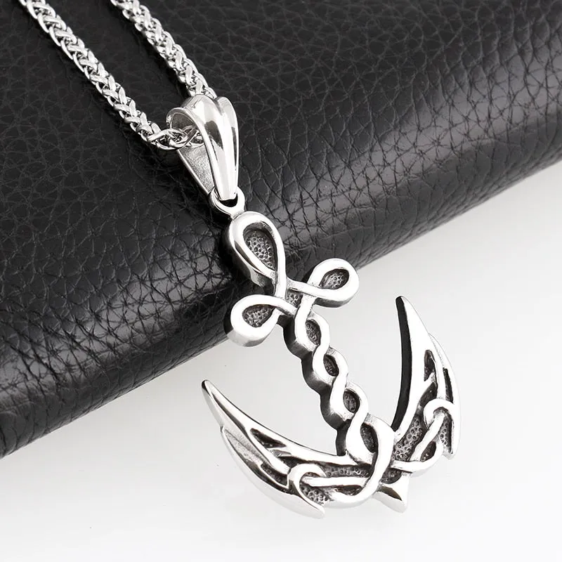 Stainless Steel Ankh Cross Anchor Pendant Necklace
