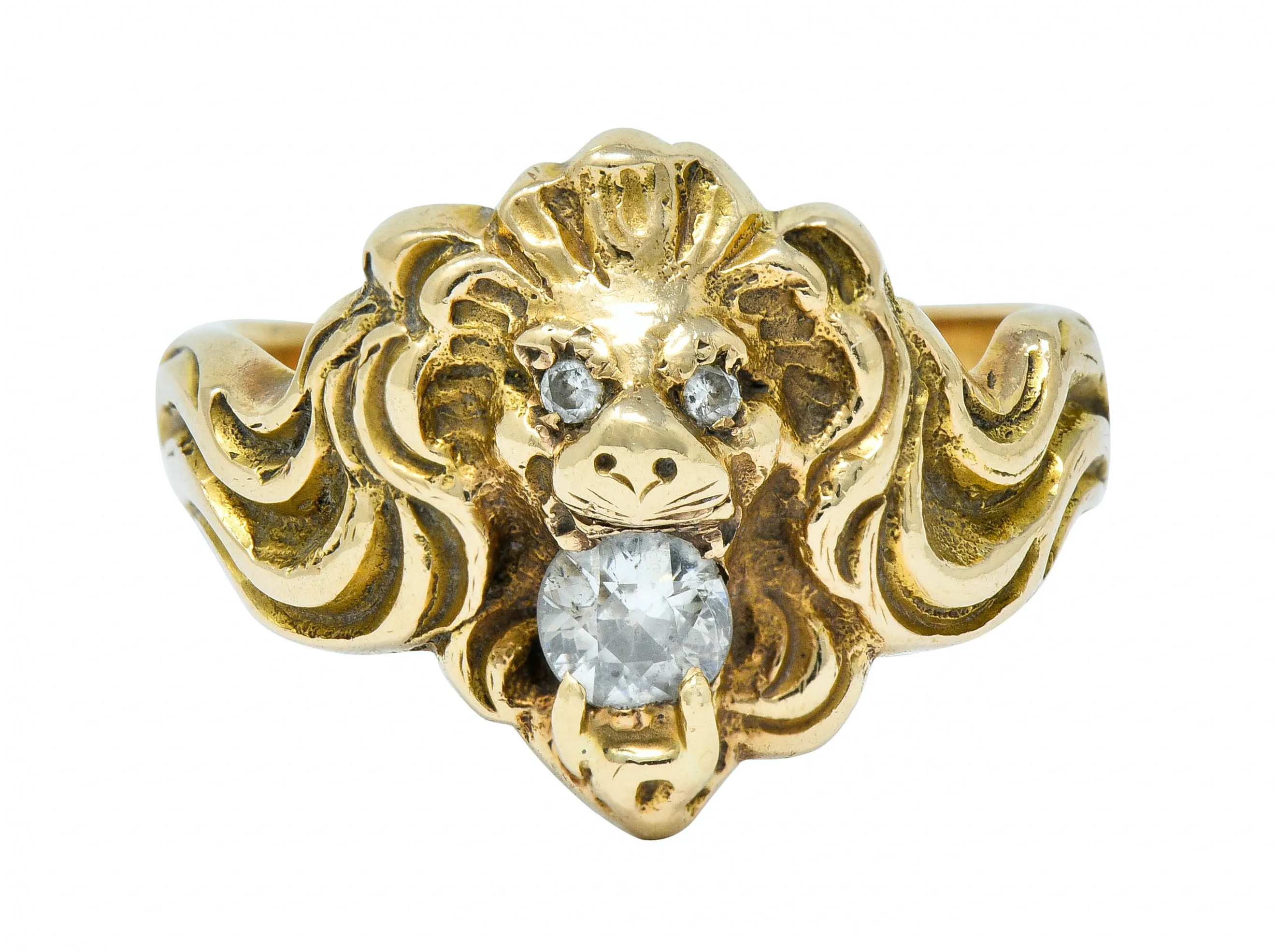 Victorian Diamond 14 Karat Gold Lion Band Ring Circa 1890