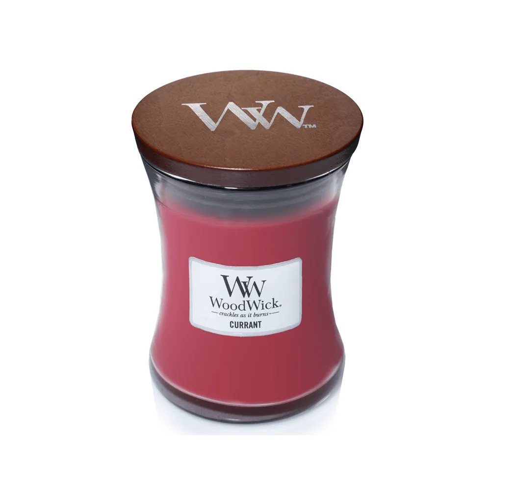 Woodwick Currant Medium Candle Crackles As It Burns 275G Hourglass
