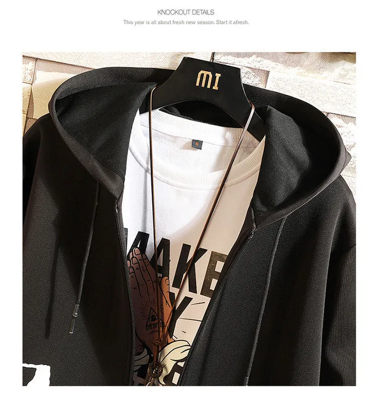 Xituodai British Windbreaker Men's Mid-Length Trendy Coat Korean Men's Thick Casual Loose Handsome Coat Windbreaker Men